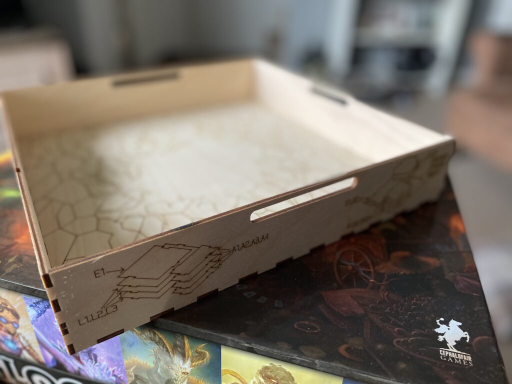 The embelished Map tray from Gaming Trunks Gloom Haven Organiser/Insert called Gloom Tavern