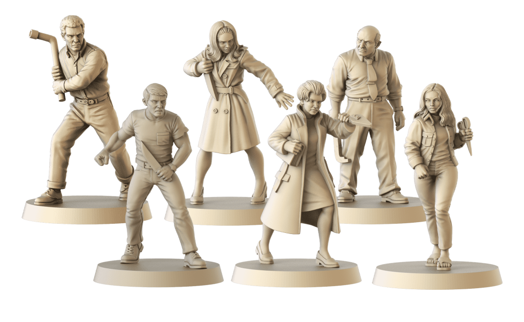 The figures from the game Night of the Living Dead