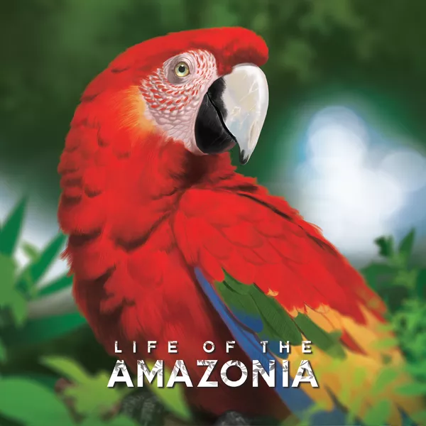 Jungle Amazon in the picture its a game box of Life of the Amazon and its got a red macaw