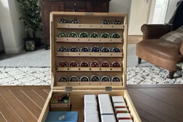 Superclub Storage Solution with poker chips and card storage protecting the cards and storing superclub the board game about football management